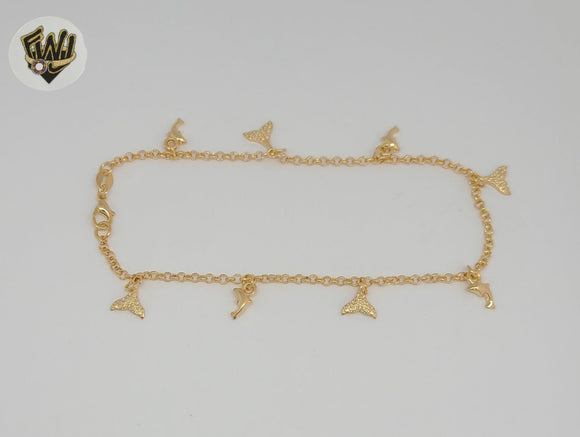 (1-0241) Gold Laminate - Charm Anklet - 9.5