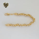 (1-0760) Laminado de oro - Brazalete de perlas y eslabones de cuerda de 7 mm - BGF