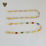 (1-0645) Gold Laminate - 4.5mm Multicolor Ovals Bracelet - 7.5" - BGF