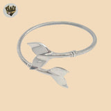 (2-0691) 925 Sterling Silver - 3mm Whale Tail Bangle -2.5"