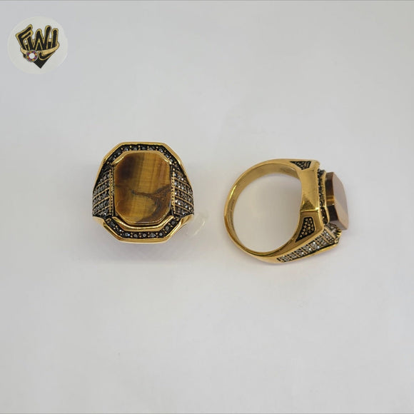 (4-0091) Stainless Steel -Tigers Eye Rings.