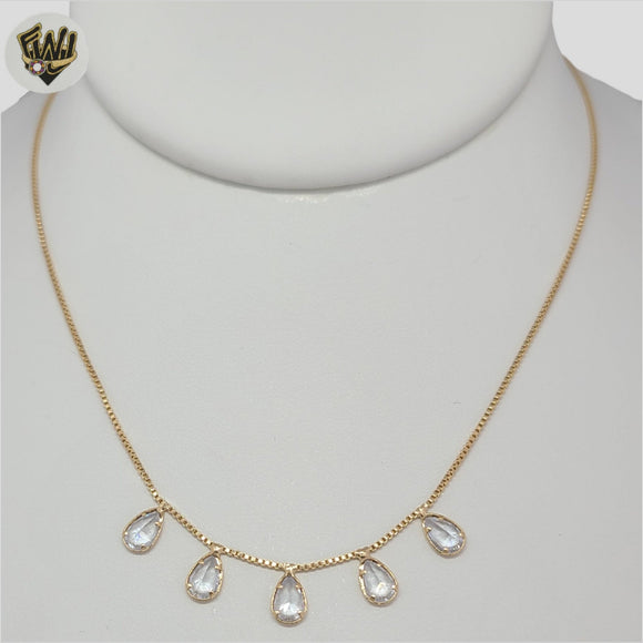 (1-6238-1) Gold Laminate - Box Link Zircon Necklace - BGF