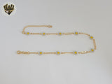 (1-0248) Gold Laminate -  Flowers Anklet - 10" - BGF