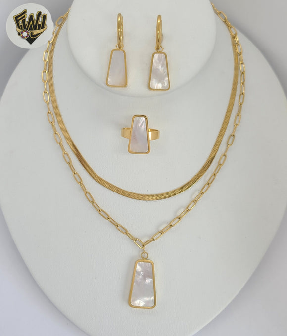 (4-7006) Acero Inoxidable - Conjunto Collar Nácar Capas 3mm
