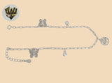 (2-0179-1) 925 Sterling Silver - 2mm Butterfly Charms Anklet - 8.5"