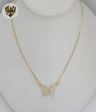 (1-6401) Gold Laminate - Box Butterfly Necklace - BGF