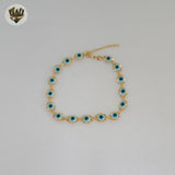 (1-0641) Gold Laminate - 6.5mm Evil Eye Bracelet - 7.5" - BGF