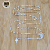 (2-2307) 925 Sterling Silver - Miraculous Rosary Necklace - 24"