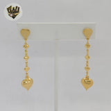 (1-1228) Gold Laminate - Heart Long Earrings - BGF