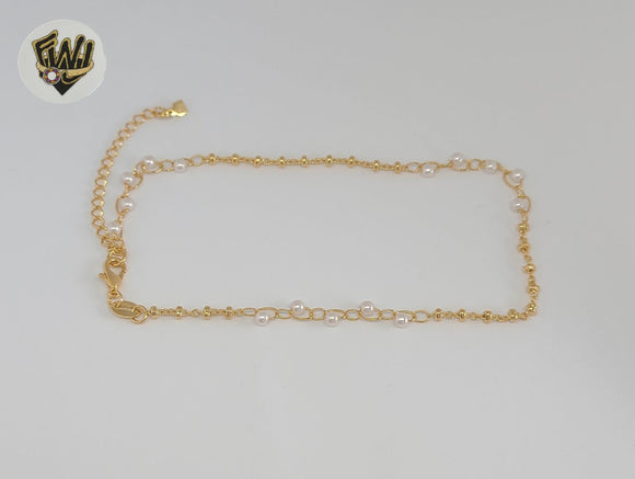 (1-0205) Gold Laminate - Pearls Anklet - 10