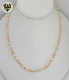 (1-6036-1) Gold Laminate - Beads and Pearls Link Necklace - 18" - BGF