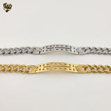 (4-4230) Stainless Steel - 10mm Curb Link Plate Bracelet - 8"