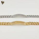 (4-4230-2) Stainless Steel - 10mm Curb Link Plate Bracelet - 8"