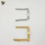 (4-4230-2) Stainless Steel - 10mm Curb Link Plate Bracelet - 8"