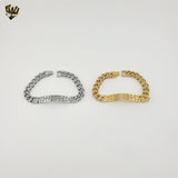 (4-4230) Stainless Steel - 10mm Curb Link Plate Bracelet - 8"