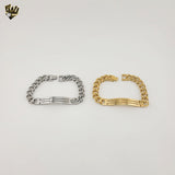 (4-4230-2) Stainless Steel - 10mm Curb Link Plate Bracelet - 8"