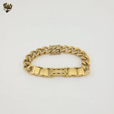 (4-4216) Stainless Steel - 12mm Alternative Curb Link Bracelet - 9"