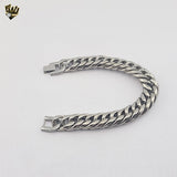 (4-4079) Stainless Steel - 13.5mm Double Curb Link Men Bracelet- 8"