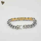 (4-4218) Stainless Steel - 13mm  Two Tones Curb Link Bracelet - 8.5"