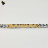 (4-4218) Stainless Steel - 13mm  Two Tones Curb Link Bracelet - 8.5"