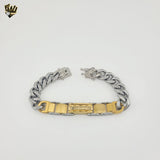 (4-4218) Stainless Steel - 13mm  Two Tones Curb Link Bracelet - 8.5"