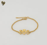 (4-4276) Stainless Steel - 1mm Rolo Owl Bracelet - 7"