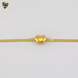 (4-4093) Stainless Steel - 3mm Herringbone Link Heart Bracelet.