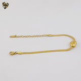 (4-4093) Stainless Steel - 3mm Herringbone Link Heart Bracelet.