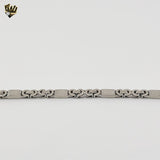 (4-4088) Stainless Steel - 6mm Alternative Link Men Bracelet - 8.5".