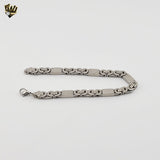 (4-4088) Stainless Steel - 6mm Alternative Link Men Bracelet - 8.5".