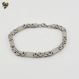(4-4088) Stainless Steel - 6mm Alternative Link Men Bracelet - 8.5".