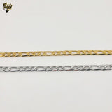(4-4250) Stainless Steel - 6mm Diamond Cut Figaro Link Bracelet