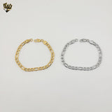 (4-4250) Stainless Steel - 6mm Diamond Cut Figaro Link Bracelet