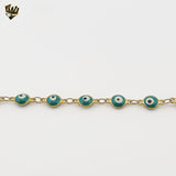 (4-4015) Stainless Steel - 6mm Evil Eye Bracelet - 8"