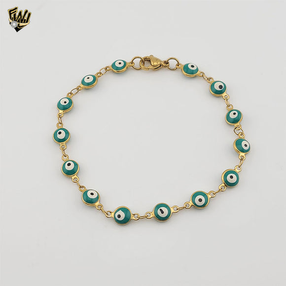 (4-4015) Stainless Steel - 6mm Evil Eye Bracelet - 8