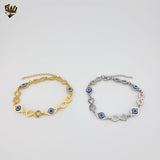 (4-4118) Stainless Steel - 8.5mm Evil Eye and Infinity Link Bracelet.