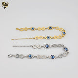 (4-4118) Stainless Steel - 8.5mm Evil Eye and Infinity Link Bracelet.