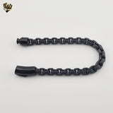 (4-4004) Stainless Steel - 8mm Box Link Men Bracelet - 8.5"