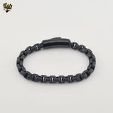 (4-4004) Stainless Steel - 8mm Box Link Men Bracelet - 8.5"