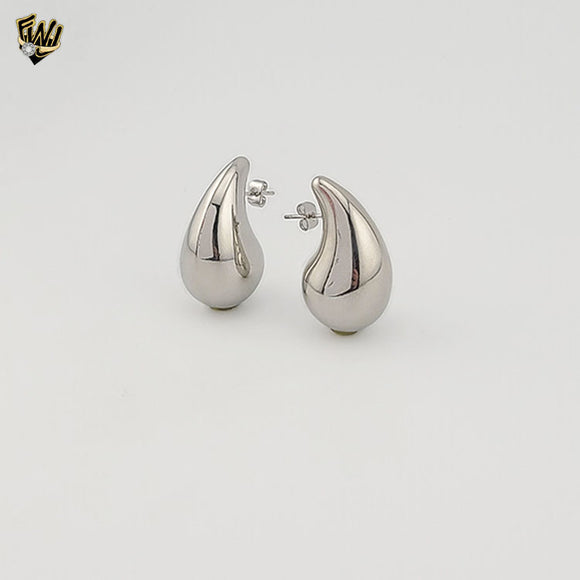 (4-2143) Stainless Steel - Chunky Teardrop Earrings.