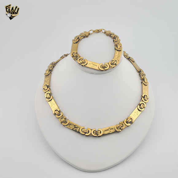 (4-7123) Stainless Steel - Cross Link Men Set - 24