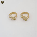 (4-0051) Stainless Steel - Elongated Zircon Ring.