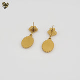 (4-2146) Stainless Steel - Dangling Queen Elizabeth Earrings.