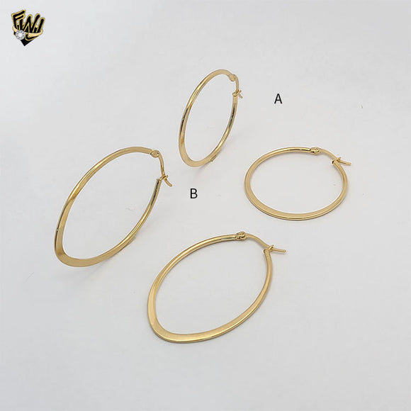 (4-2126) Stainless Steel - Golden Plain Hoops.