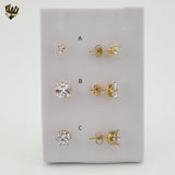 (4-2194) Stainless Steel - Golden Zircon Stud Earrings.