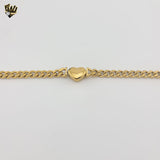 (4-4097) Stainless Steel - Heart Curb Link Bracelet - 7.5"