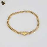 (4-4097) Stainless Steel - Heart Curb Link Bracelet - 7.5"