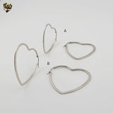 (4-2176) Stainless Steel - Heart Hoops.