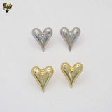 (4-2102) Stainless Steel - Heart Stud Earrings.