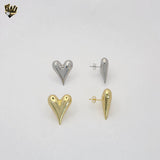 (4-2102) Stainless Steel - Heart Stud Earrings.